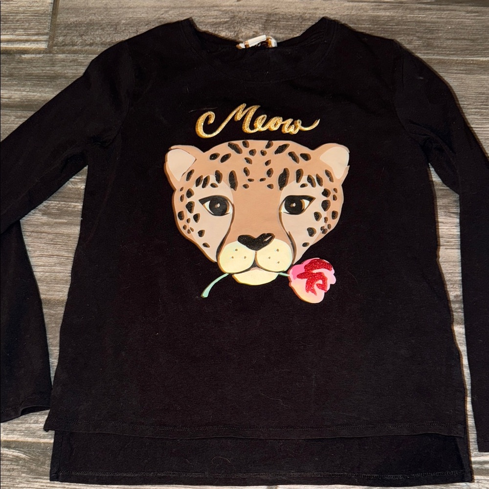 Kate Spade Black Kids Shirt with Leopard Design 10/12 girls kids